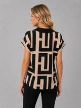 Women’s Geometric V-Neck Blouse – Elegant Smart Casual Style