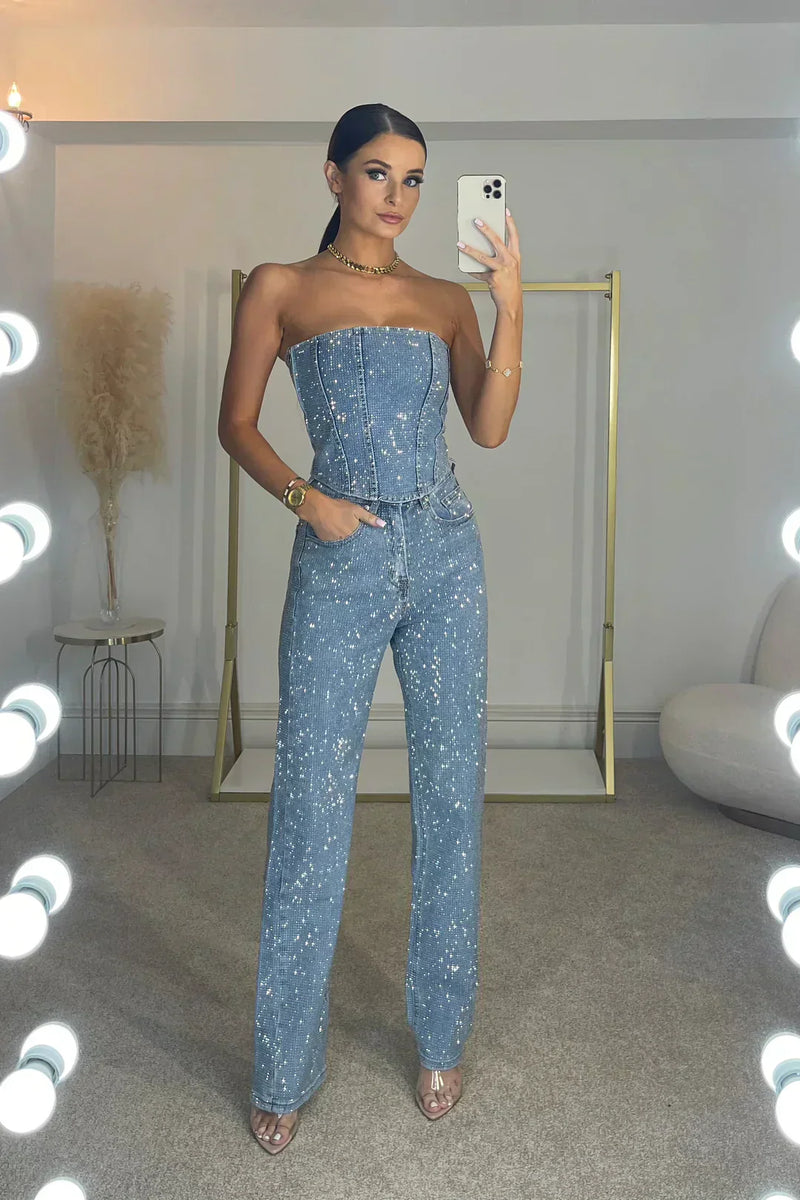 Starlight Strapless Sequin Jumpsuit
