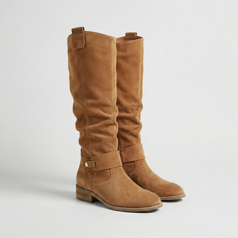 Women’s Knee-High Slouch Boots - Suede Look Elegance