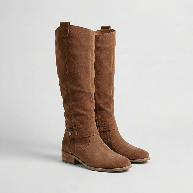 Women’s Knee-High Slouch Boots - Suede Look Elegance