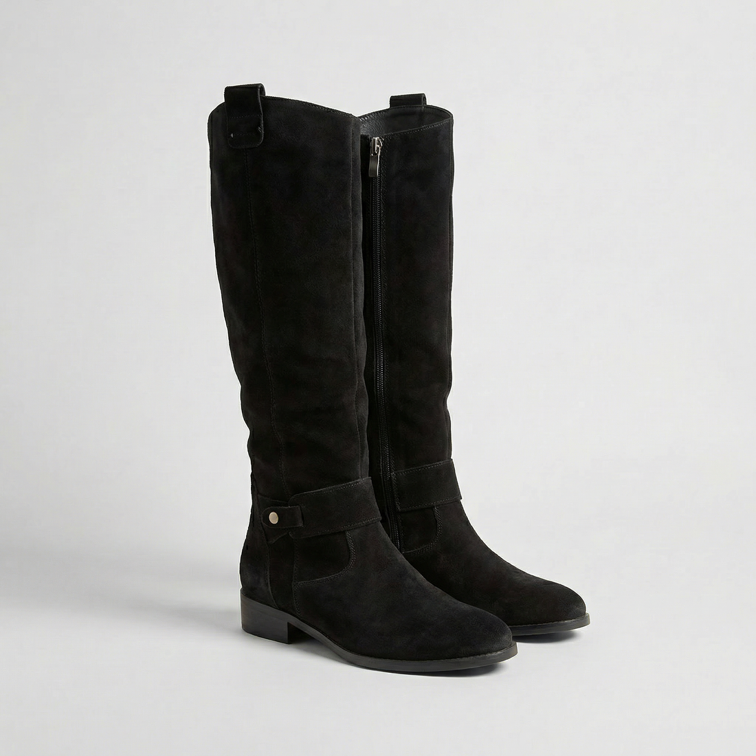 Women’s Knee-High Slouch Boots – Suede Look Elegance