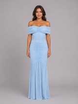Women's Off-Shoulder Ruched Bodycon Maxi Dress – Sculpted Fit