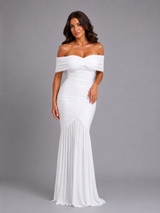 Women's Off-Shoulder Ruched Bodycon Maxi Dress – Sculpted Fit
