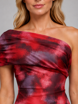 Women's One-Shoulder Printed Maxi Dress – Flowing Silhouette