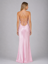 Women’s Pearl Beaded Satin Feel Maxi Dress – Evening Gown