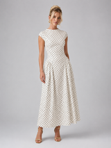 Women’s Polka Dot Maxi Dress – Elegant A-Line Silhouette