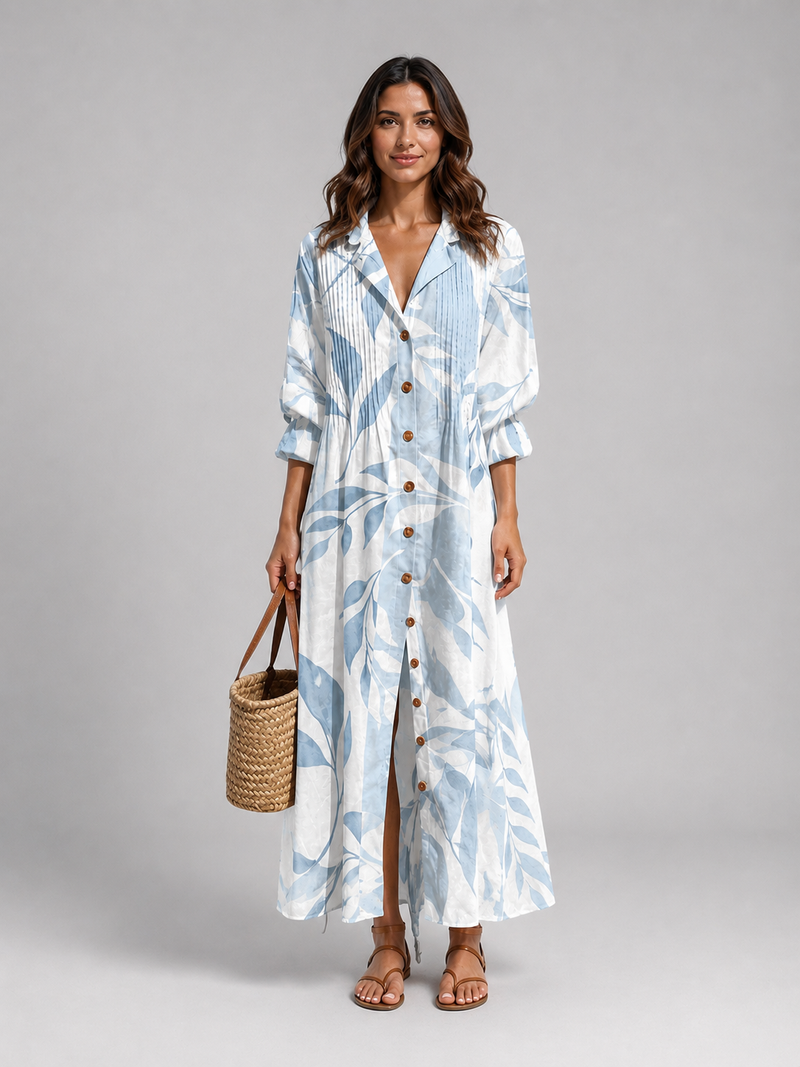 Women’s Printed Shirt Maxi Dress - Relaxed Flattering Fit
