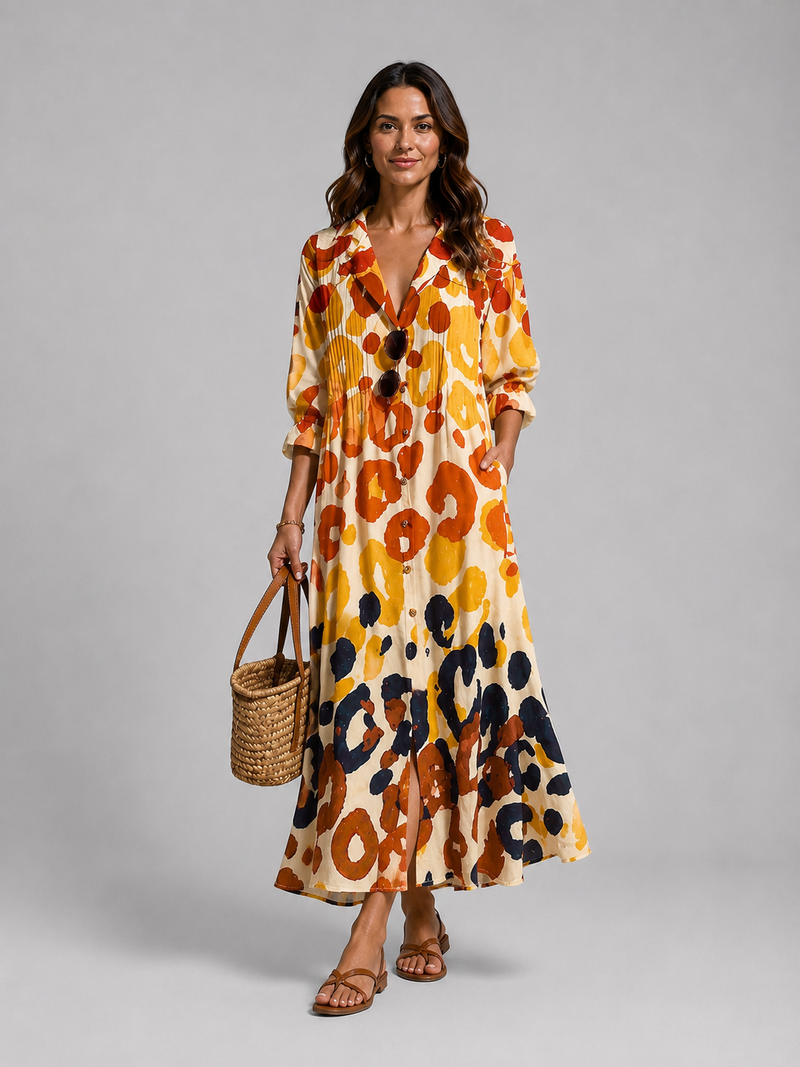Women’s Printed Shirt Maxi Dress - Relaxed Flattering Fit