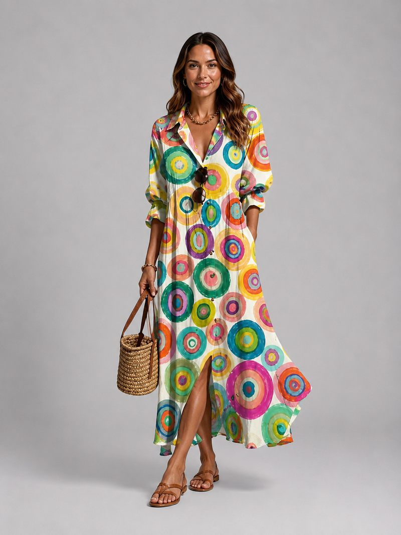 Women’s Printed Shirt Maxi Dress - Relaxed Flattering Fit