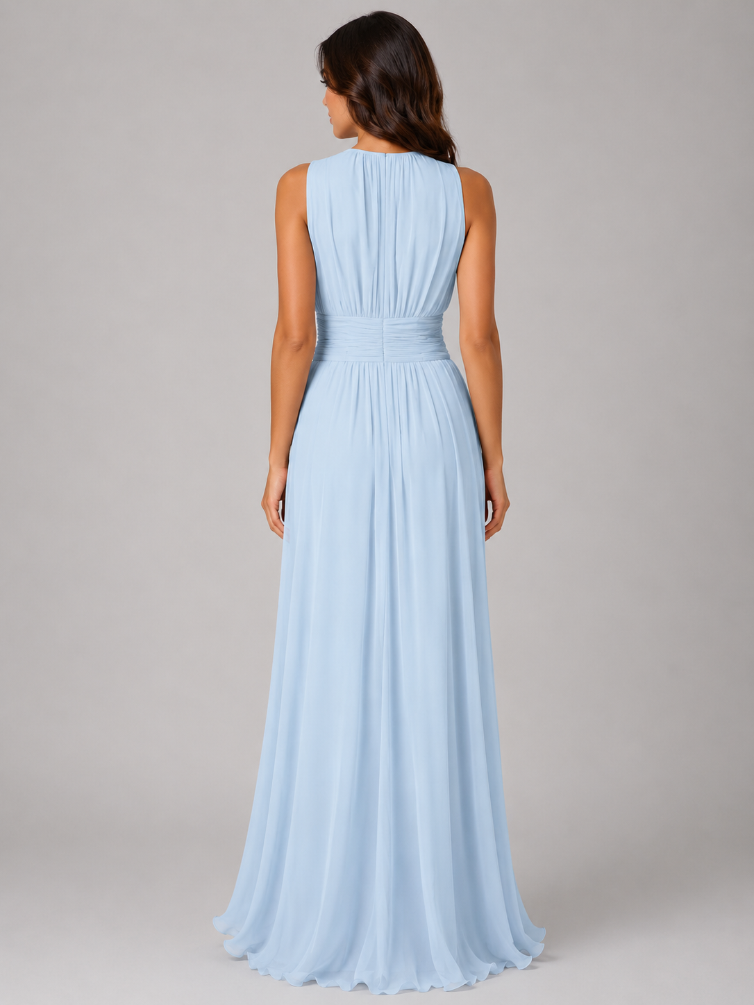 Women’s Ruched Chiffon Maxi Dress – Flowing Silhouette