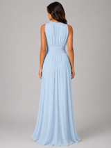 Women’s Ruched Chiffon Maxi Dress – Flowing Silhouette