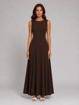 Women’s Ruched Sleeveless A-Line Maxi Dress – Relaxed Summer Style