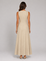 Women’s Ruched Sleeveless A-Line Maxi Dress – Relaxed Summer Style