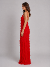 Women’s Ruffle Maxi Dress – Flowing Silhouette