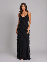 Women’s Ruffle Maxi Dress – Flowing Silhouette