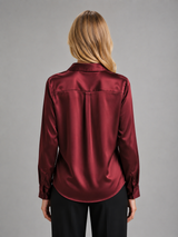 Women's Satin-Feel Blouse – Elegant Silky Drape