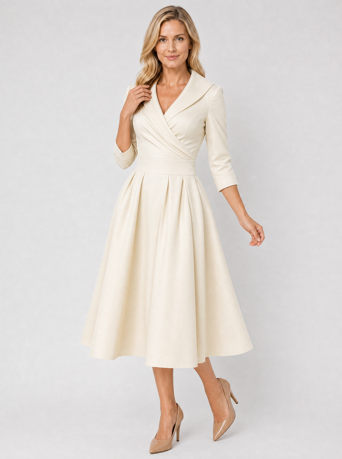 Women’s Satin Feel Midi Dress – Elegant Wrap Style