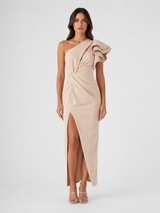 Women’s Sculpting One-Shoulder Midi Dress – Ruffle Detail