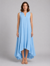 Women's Sleeveless V-Neck Maxi Dress – Flattering Flowy Fit