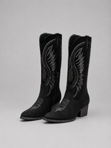 Women’s Suede Cowboy Boots – Western Block Heel Style