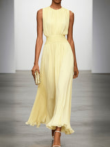 Arabella | Pleated Maxi Wedding Guest Dress With Ruched Waist