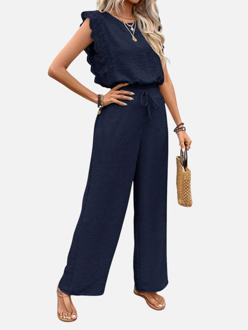 Women’s Two Piece Outfit Set - Relaxed Top & Wide Leg Trousers