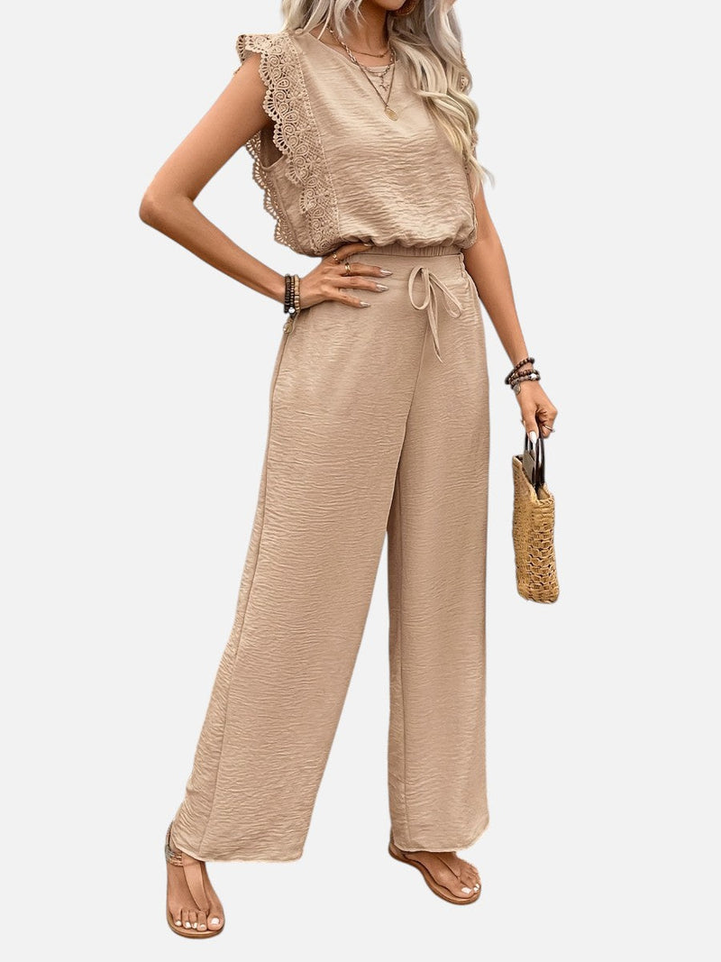 Women’s Two Piece Outfit Set - Relaxed Top & Wide Leg Trousers