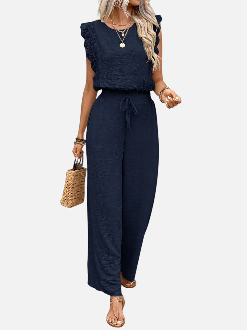 Women’s Two Piece Outfit Set - Relaxed Top & Wide Leg Trousers
