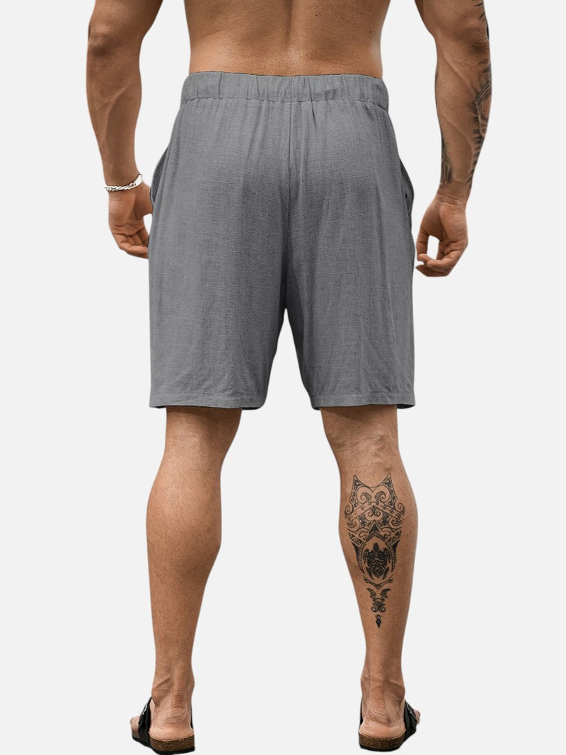 Men’s Casual Drawstring Shorts - Lightweight Linen Look