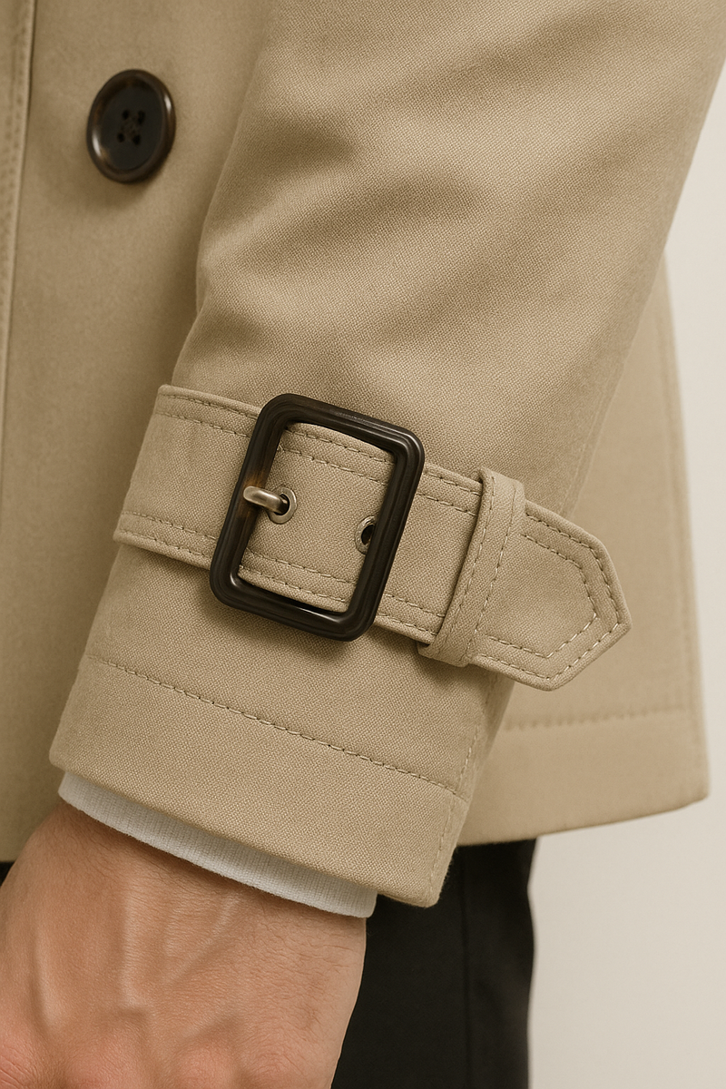 Men’s Belted Trench Coat - Classic Tailored Style