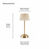Woodford Pleated Shade Cordless Table Lamp | dimensions | 0728e9b342123da2