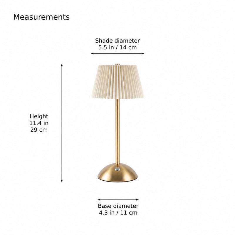 Woodford Pleated Shade Cordless Table Lamp | dimensions | 0728e9b342123da2