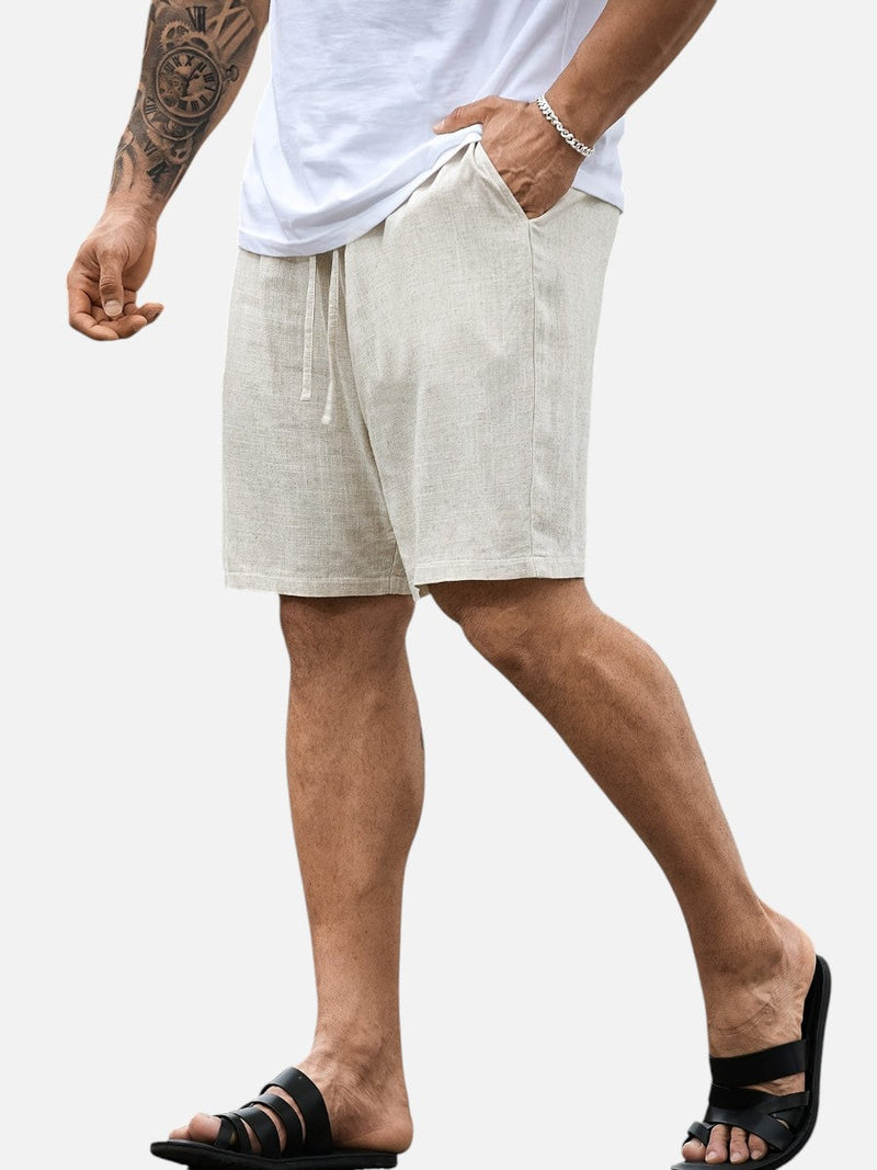 Men’s Casual Drawstring Shorts - Lightweight Linen Look