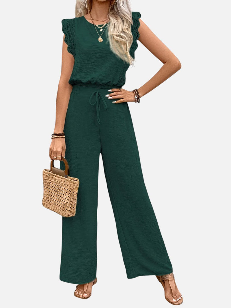Women’s Two Piece Outfit Set - Relaxed Top & Wide Leg Trousers