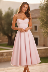 Seraphina | Corset Spaghetti Strap Midi Wedding Guest Dress