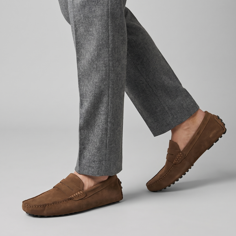 Men’s Slip-On Driver Loafers - Suede Look Casual Elegance