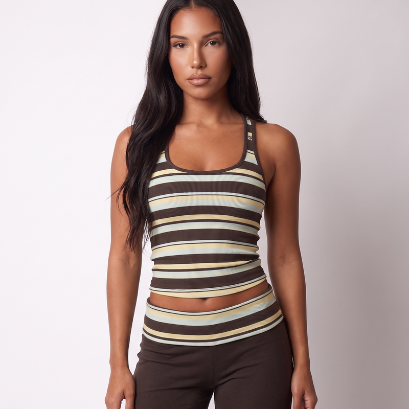 Maeve Women's Striped Co-Ord Set - Sleeveless Top & Wide-Leg Trousers
