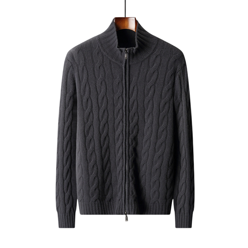 Structured Wool Zip Mock Neck
