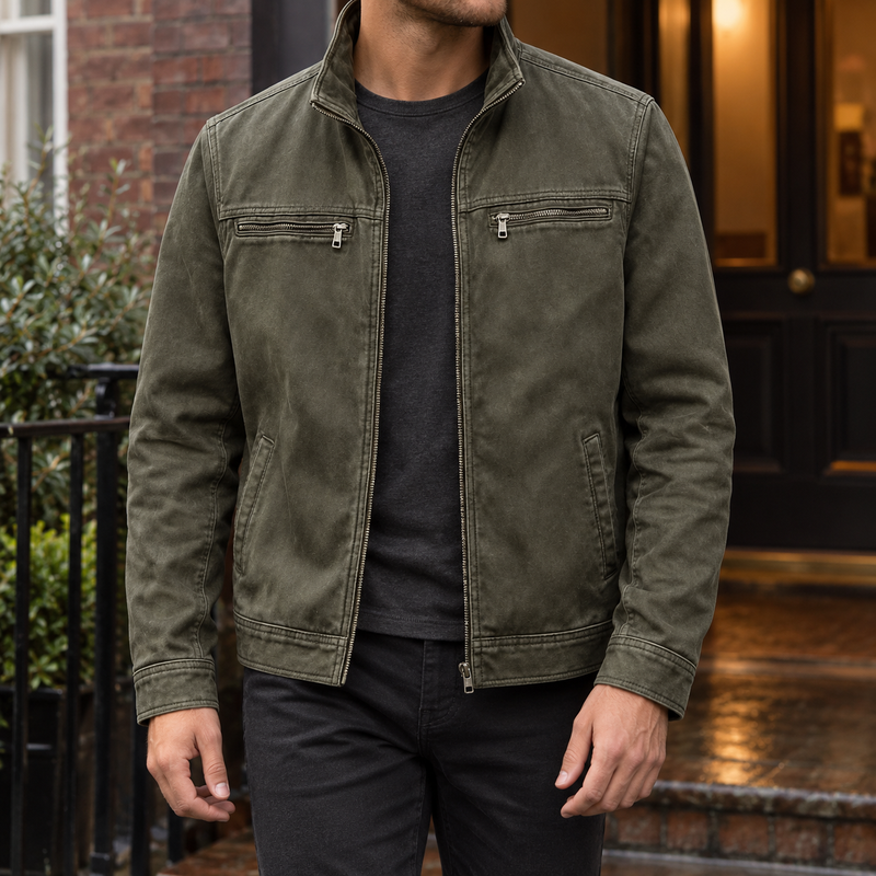 Blake Leather-Look Jacket - Army Green