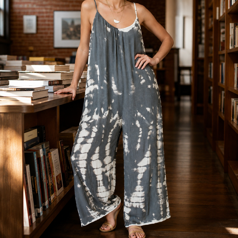 Caroline Wide Leg Jumpsuit - Printed Gray