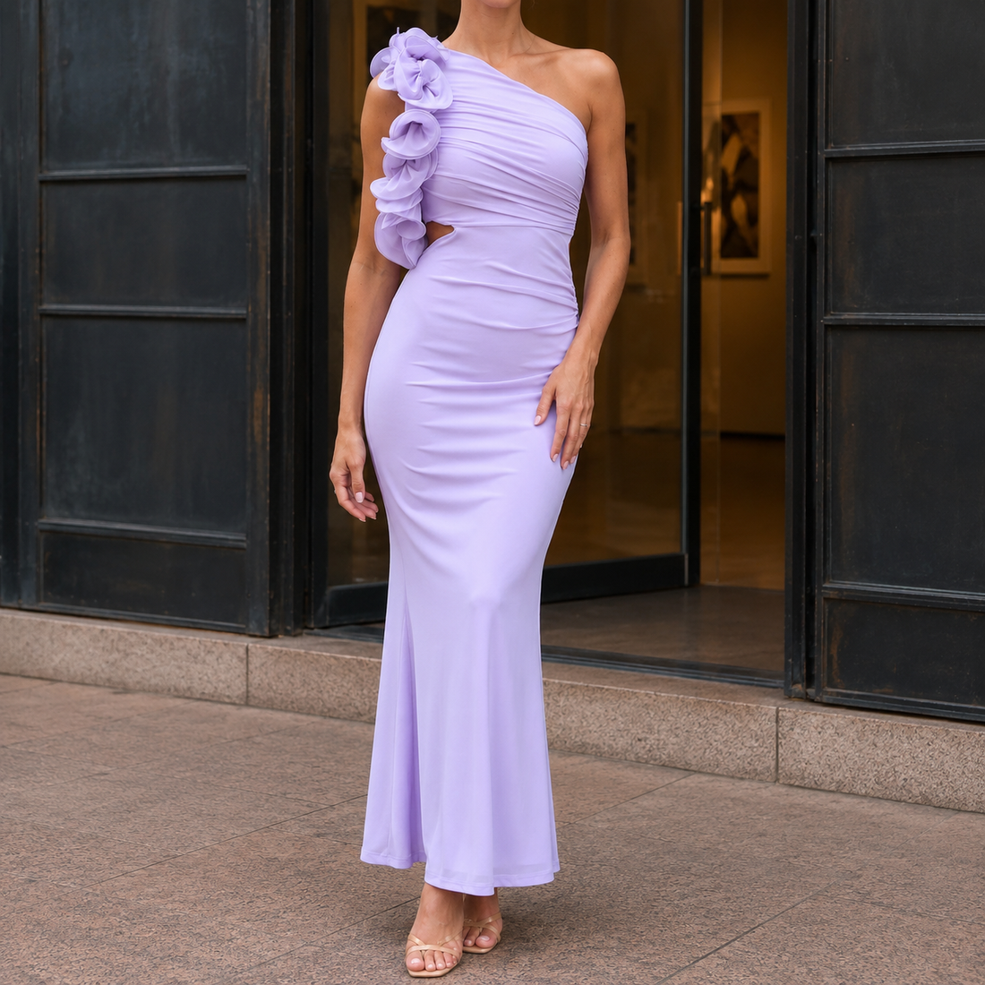 Harriet-Louise One-Shoulder Dress - Light Purple