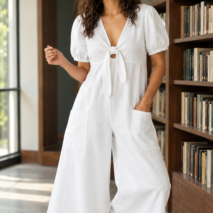 Olympia-Lane Tie Front Jumpsuit