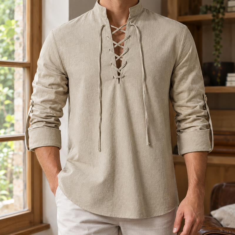 Hudson Lace-Up Shirt - Khaki