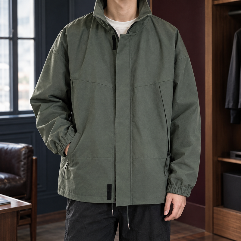 Harlan Stand Collar Jacket - Dark Green
