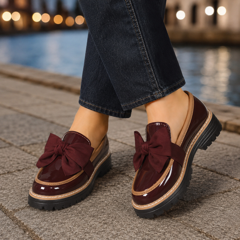 Cortona Bow Loafers - Brown