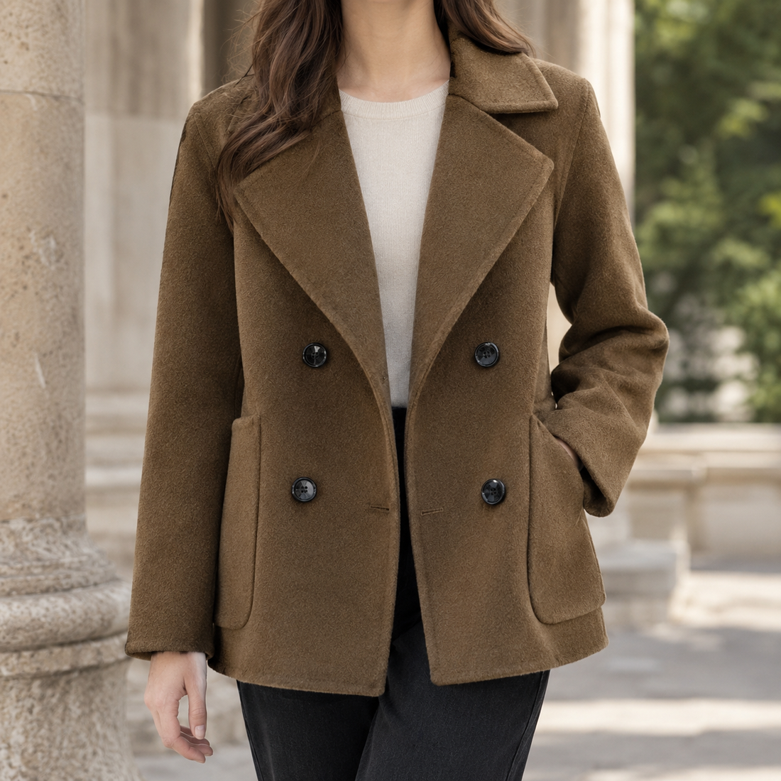 Astrid-Belle Double-Breasted Jacket - Brown