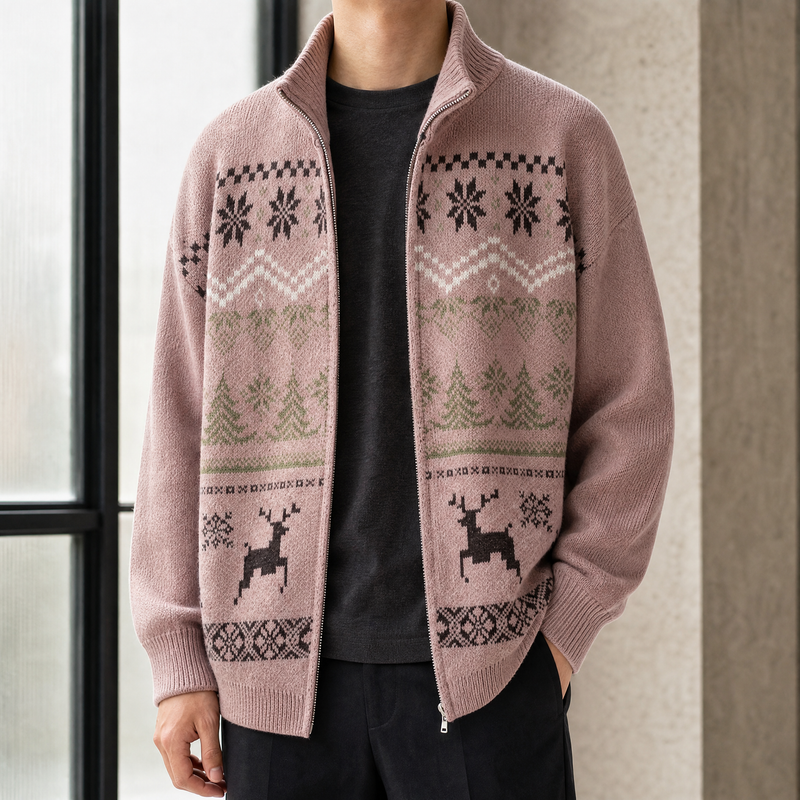 Florian Fair Isle Jacket - Pink