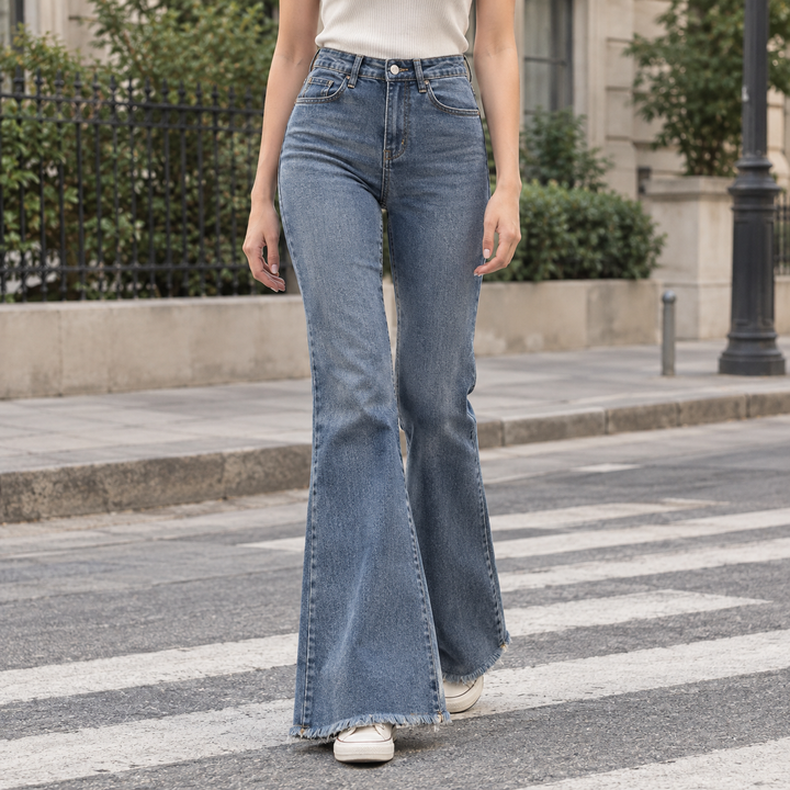 Lucille-Sage Flared Jeans