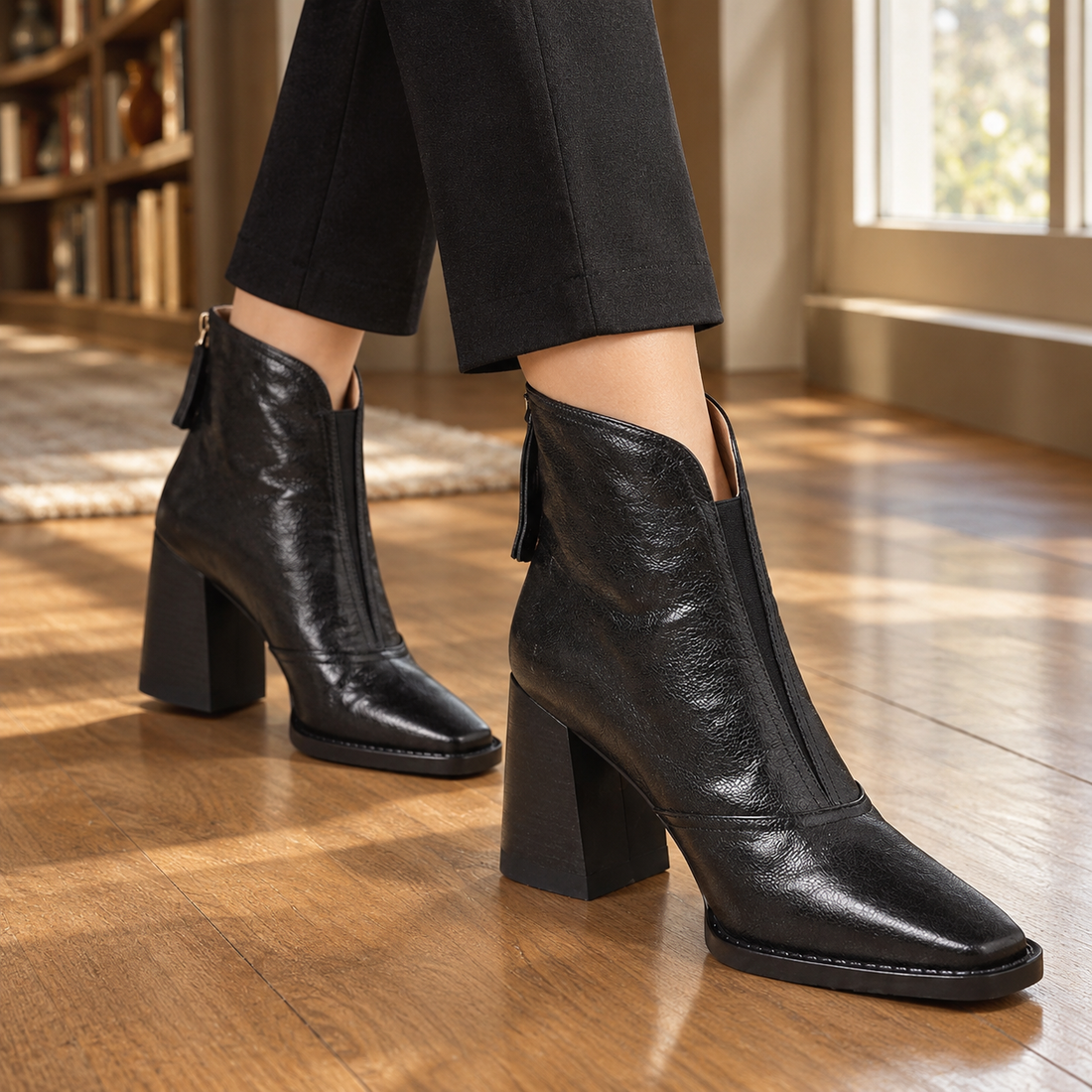 Gattinara Square Toe Boots - Black