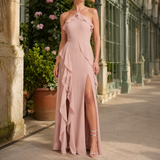 Eleanor-Sage Halter Dress - Blush Pink